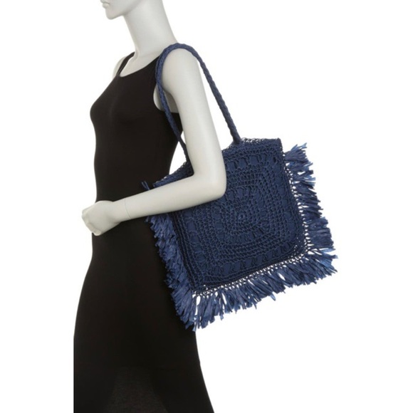 MOST WANTED USA Seagrass Woven Tote in Blue - Picture 1 of 13